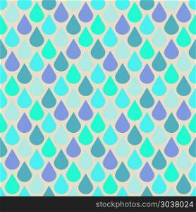 Teal and purple water drops seamless pattern. Teal and purple water drops seamless pattern. Abstract rain wallpaper, vector illustration