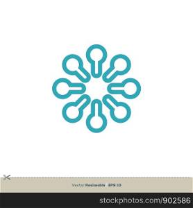 Teal Flower Ornament Vector Logo Template Illustration Design. Vector EPS 10.