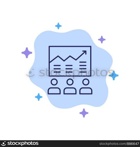 Team, Arrow, Business, Chart, Efforts, Graph, Success Blue Icon on Abstract Cloud Background