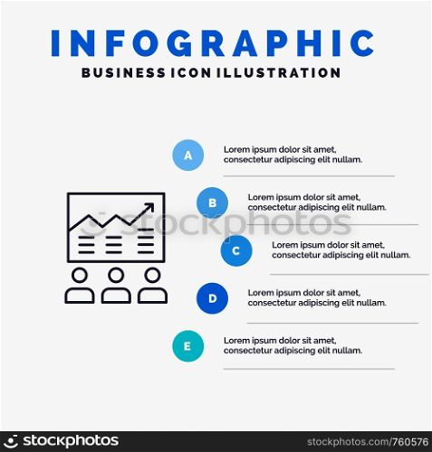 Team, Arrow, Business, Chart, Efforts, Graph, Success Line icon with 5 steps presentation infographics Background