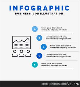 Team, Arrow, Business, Chart, Efforts, Graph, Success Line icon with 5 steps presentation infographics Background