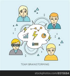 Team Brainstorming Concept. Team brainstorming concepts. Group of people brainstorming. Idea generation, problem solving, strategy solution, analysis innovation, research, good solution, optimization insight inspiration