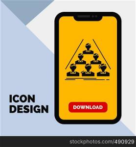 team, build, structure, business, meeting Glyph Icon in Mobile for Download Page. Yellow Background. Vector EPS10 Abstract Template background