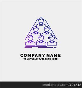 team, build, structure, business, meeting Purple Business Logo Template. Place for Tagline. Vector EPS10 Abstract Template background