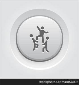 Team Building Concept Icon. Grey Button Design.. Team Building Concept Icon. Business Concept. A group of people helps a person. Grey Button Design. Isolated Illustration. App Symbol or UI element.