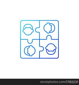 Team building gradient linear vector icon. Team motivation and spirit. Working together to achieve goal. Thin line color symbols. Modern style pictogram. Vector isolated outline drawing. Team building gradient linear vector icon