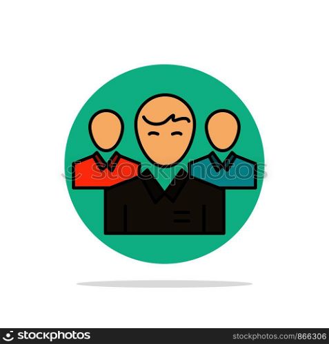 Team, Business, Ceo, Executive, Leader, Leadership, Person Abstract Circle Background Flat color Icon