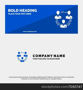 Team, Business, Communication, Hierarchy, People, Social, Structure SOlid Icon Website Banner and Business Logo Template