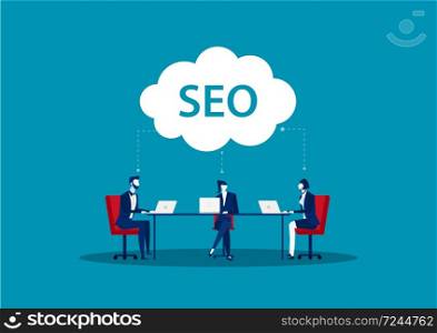 Team business search engine optimization Concept of SEO vector.
