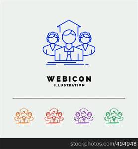Team, Business, teamwork, group, meeting 5 Color Line Web Icon Template isolated on white. Vector illustration. Vector EPS10 Abstract Template background