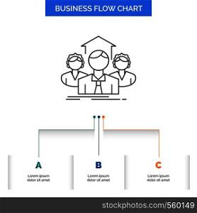 Team, Business, teamwork, group, meeting Business Flow Chart Design with 3 Steps. Line Icon For Presentation Background Template Place for text. Vector EPS10 Abstract Template background