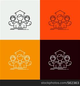 Team, Business, teamwork, group, meeting Icon Over Various Background. Line style design, designed for web and app. Eps 10 vector illustration. Vector EPS10 Abstract Template background