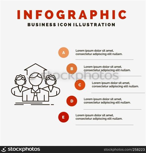 Team, Business, teamwork, group, meeting Infographics Template for Website and Presentation. Line Gray icon with Orange infographic style vector illustration