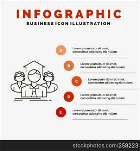 Team, Business, teamwork, group, meeting Infographics Template for Website and Presentation. Line Gray icon with Orange infographic style vector illustration