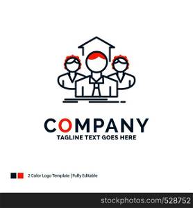 Team, Business, teamwork, group, meeting Logo Design. Blue and Orange Brand Name Design. Place for Tagline. Business Logo template.