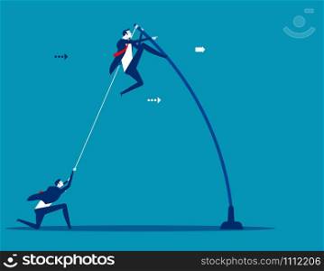 Team driven business in the direction of success. Concept buisness vector illustration.