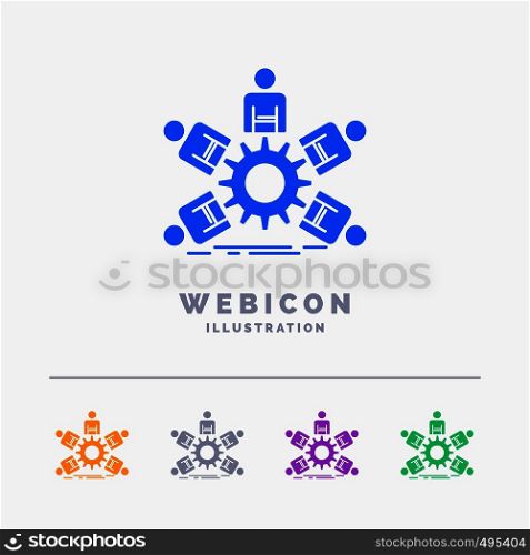 team, group, leadership, business, teamwork 5 Color Glyph Web Icon Template isolated on white. Vector illustration. Vector EPS10 Abstract Template background