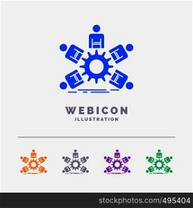 team, group, leadership, business, teamwork 5 Color Glyph Web Icon Template isolated on white. Vector illustration. Vector EPS10 Abstract Template background