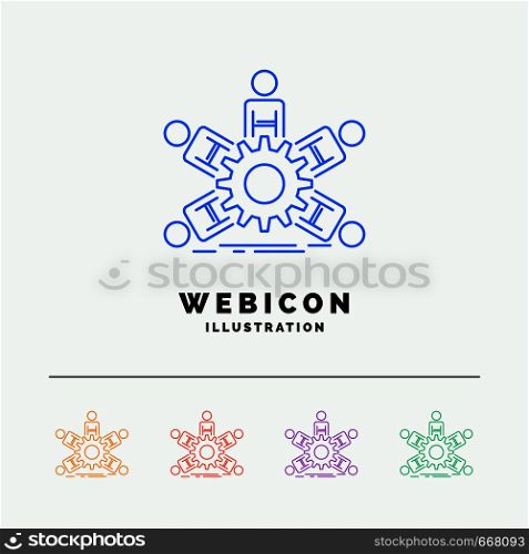 team, group, leadership, business, teamwork 5 Color Line Web Icon Template isolated on white. Vector illustration. Vector EPS10 Abstract Template background