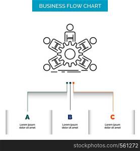 team, group, leadership, business, teamwork Business Flow Chart Design with 3 Steps. Line Icon For Presentation Background Template Place for text. Vector EPS10 Abstract Template background