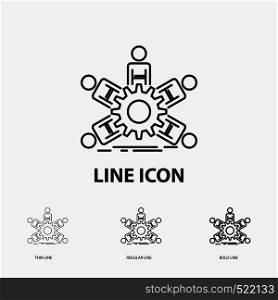 team, group, leadership, business, teamwork Icon in Thin, Regular and Bold Line Style. Vector illustration. Vector EPS10 Abstract Template background