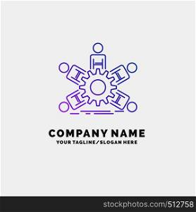 team, group, leadership, business, teamwork Purple Business Logo Template. Place for Tagline. Vector EPS10 Abstract Template background