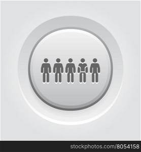Team Icon. Flat DeGrey Button Designsign.. Team Icon. Business Concept. Group of People with Leader. Grey Button Design. Isolated Illustration. App Symbol or UI element.