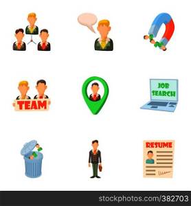 Team icons set. Cartoon illustration of 9 team vector icons for web. Team icons set, cartoon style
