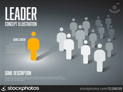 Team leader concept illustration - crowd of figures with the yellow leader. Team leader concept illustration