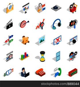 Team leader icons set. Isometric set of 25 team leader vector icons for web isolated on white background. Team leader icons set, isometric style