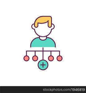 Team leader RGB color icon. Career development opportunities. Options for job advancement. Professional growth for employee. Isolated vector illustration. Simple filled line drawing. Team leader RGB color icon