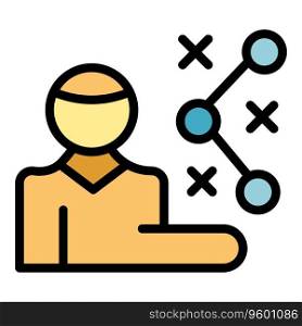 Team manager icon outline vector. Profit play. Cost idea color flat. Team manager icon vector flat