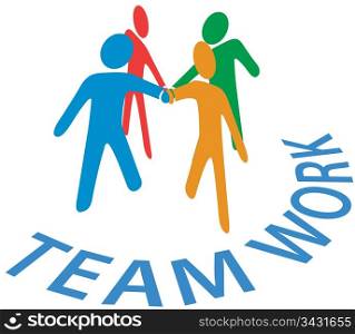 Team of people join hands as symbol of teamwork collaboration or cooperation