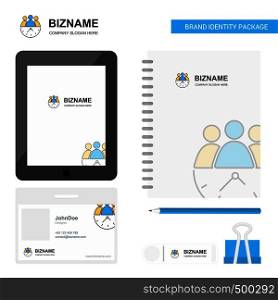 Team on time Business Logo, Tab App, Diary PVC Employee Card and USB Brand Stationary Package Design Vector Template