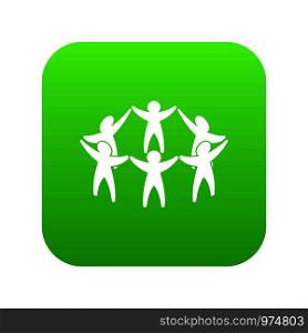 Team or friends icon digital green for any design isolated on white vector illustration. Team or friends icon digital green