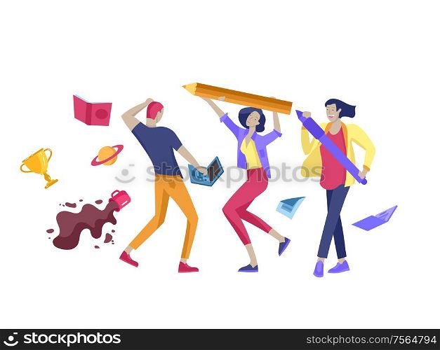 Team People moving. Business invitation and corporate party, design training courses, about us, expert team, happy teamwork. Flat characters design illustration. Team People moving. Business invitation and corporate party, design training courses, about us, expert team, happy teamwork. Flat characters design
