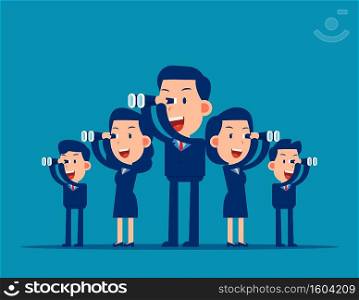 Team searching for success. Business vision concept. Flat business cartoon vector illustration style