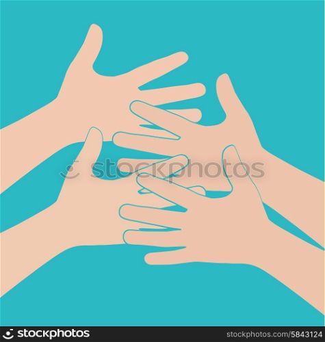 Team symbol. Multicolored hands
