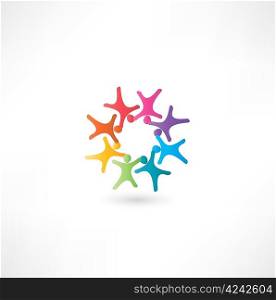 Team symbol. Multicolored people