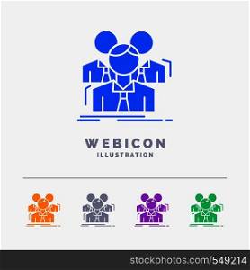 Team, teamwork, Business, Meeting, group 5 Color Glyph Web Icon Template isolated on white. Vector illustration. Vector EPS10 Abstract Template background