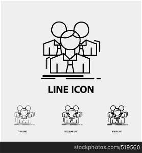 Team, teamwork, Business, Meeting, group Icon in Thin, Regular and Bold Line Style. Vector illustration. Vector EPS10 Abstract Template background