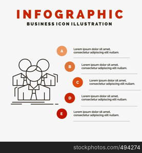 Team, teamwork, Business, Meeting, group Infographics Template for Website and Presentation. Line Gray icon with Orange infographic style vector illustration. Vector EPS10 Abstract Template background