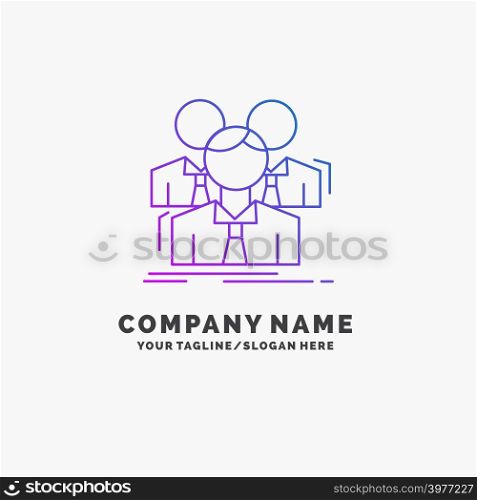 Team, teamwork, Business, Meeting, group Purple Business Logo Template. Place for Tagline