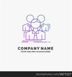 Team, teamwork, Business, Meeting, group Purple Business Logo Template. Place for Tagline