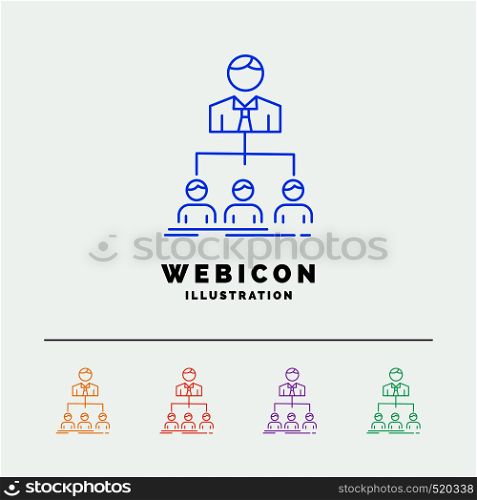 team, teamwork, organization, group, company 5 Color Line Web Icon Template isolated on white. Vector illustration. Vector EPS10 Abstract Template background