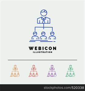 team, teamwork, organization, group, company 5 Color Line Web Icon Template isolated on white. Vector illustration. Vector EPS10 Abstract Template background