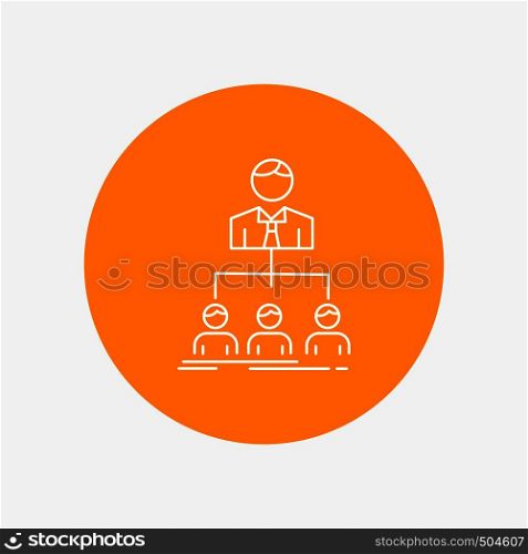 team, teamwork, organization, group, company White Line Icon in Circle background. vector icon illustration. Vector EPS10 Abstract Template background