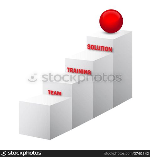 Team, training, solution stairs, 3d vector on white background