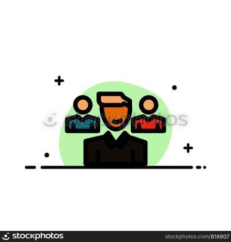 Team, User, Manager, Squad Business Flat Line Filled Icon Vector Banner Template