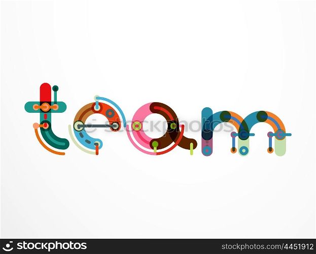 Team word lettering banner. Team word lettering banner. Geometric thin line minimal design